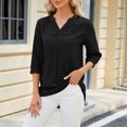 thumbnail image 2 of RKSTN Tops for Women Trendy Spring Summer Solid Color Lace V-neck Short Sleeve T-shirt Temperament Loose Plus Size Tops, 2 of 4