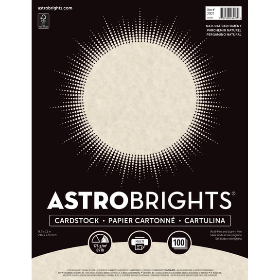 Carton Astrobrights, couleur parchemin naturel, 65 lb, format lettre (8,5 po x 11 po), 100 feuilles