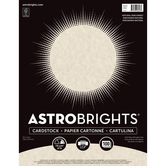 Astrobrights Natural Parchment Cardstock, 8.5" x 11", 65 lb, 100 Sheets