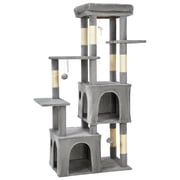 Cat Tree Tower–Heavy-Duty Large Cat Condo for Indoor Cats & Maine Coons(60" Tall, Light Gray)–Multi-Level Scratching Posts with Perches & Hideouts–Sturdy Base for Big Cats – 1-Pack–Ideal for Home