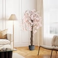 thumbnail image 2 of Costway 1 PCS Arbre de Cerisier Artificiel de 5,5 Pi de Hauteur avec Fleurs Roses Faux Arbre en Pot Blanc, 2 of 9
