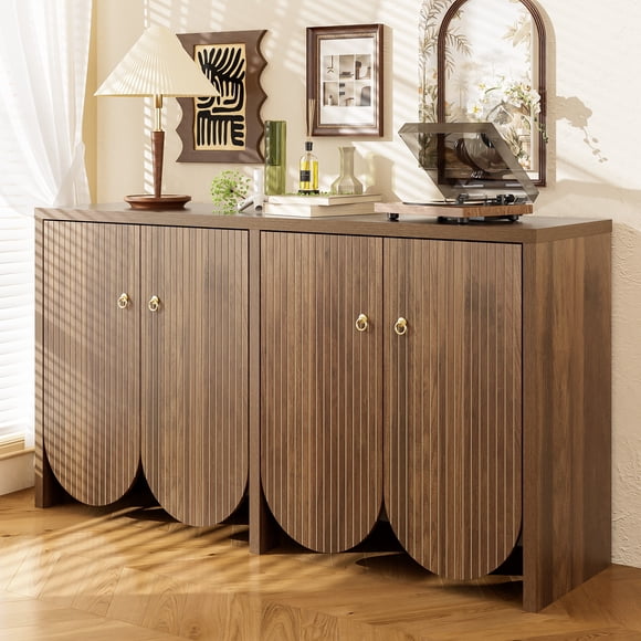 MODERNLUXE 57.8" Sideboard Buffet Cabinet with Storage, Modern Accent Cabinet Coffee Table Bar with Adjustable Shelves and 4 Doors,Large Credenza for Kitchen Living Room