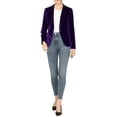 thumbnail image 2 of INSPIRE CHIC Blazer en Velours pour Femme, Couleur Unie, Col Châle, un Bouton, Veste de Tailleur pour le Travail, S Violet Foncé, 2 of 7