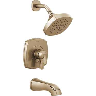 Delta Faucet Stryke 17 Series Dual-Function Tub and Shower Trim Kit, Shower Faucet, Single-Spray H2Okinetic Shower Head, Champagne Bronze T17476-CZ Valve Not Included