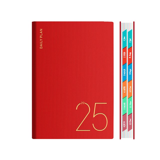 XYAIYT 2025 Weekly Monthly Planner Notebook Hardcover 5.7 x 8.46 Inches 80gsm Thick Paper Daily Organizer with Monthly Tabs Elastic Closure Ribbon Markers Inner Pocket for Office School