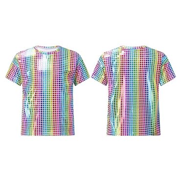 Boys Tops Graphic Tees for Casual Outdoor Sports Performance - Shiny Short Sleeve Sequined Checkered Design Ideal for Active Young Boys Ages 2-19