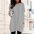 thumbnail image 2 of 2025 Femmes Automne et Hiver Femmes Manches Longues Cold Gear Confortable Col Rond Long Chemises Opaques pour Femmes Manche Longue T-Shirt Femmes Col Roulé Simulé Haut à Manches Longues Poche Manches Bouffantes Imprimé, 2 of 4
