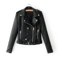 thumbnail image 2 of XZNGL Cropped Jacket Women Ladies Lapel Motor Jacket Coat Zip Biker Short Punk Cropped Tops, 2 of 9