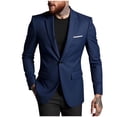 thumbnail image 1 of Men's Solid Color Blazer Long Sleeved Lapel Pocket Lightweight Suits Business Casual Buttons Suit Jackets Navy L, 1 of 4