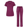 thumbnail image 1 of Adar Ensemble de Vêtements Médicaux pour Femmes - Haut de Gommage Col en V Incurvé & Pantalon D\'uniforme Médical à Cordon, 1 of 7