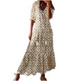 thumbnail image 2 of FcBaudy Robes d'Été pour Femmes, Robes pour Femmes, Jupe pour Femmes Robe Décontractée à la Mode pour Femmes Printemps/été à Col en V à Manches Courtes Imprimée Jupe pour Dames, 2 of 8