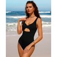 thumbnail image 2 of Charmo Womens Ribbed One Piece Swimsuits High Cut Padded Monokini Bathing Suit, 2 of 6