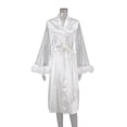 thumbnail image 3 of LSLJS Robe de Chambre en Soie Glacée pour Femmes, Mode, Couleur Unie, Manches en Maille Transparente, Nuisette Aguichant, Peignoirs Cadeaux pour Femmes, 3 of 4