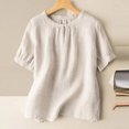 thumbnail image 2 of Timegard Tops for Women Trendy Round Neck Short Sleeve T Shirts Casual Button Solid Color Top, 2 of 3