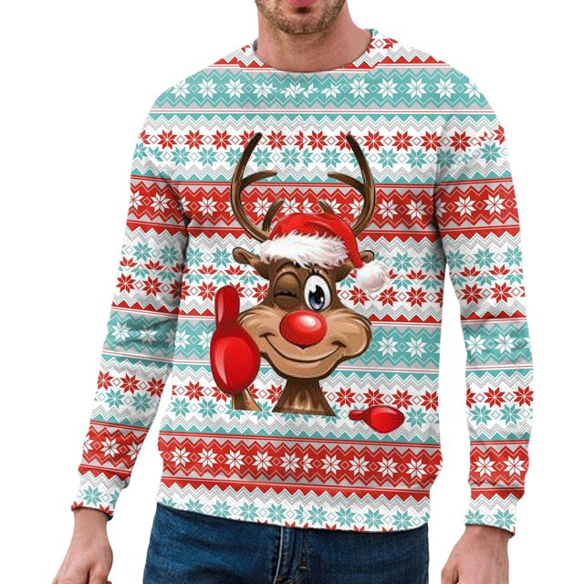 PMUYBHF Chandail à Capuche pour Hommes Noir Automne et Hiver Tendance Décontractée Imprimé de Noël Chandail Col Rond à Capuche Zippée Graphique pour Hommes 4TG