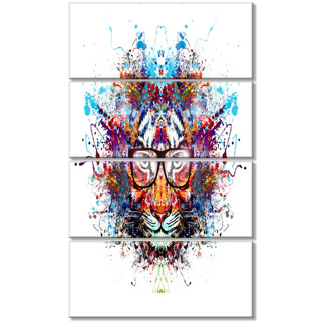 Colorful Tiger in Glasses - Animal Canvas Art Print