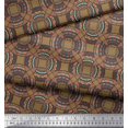 thumbnail image 3 of Soimoi Toile de Coton Marron Imprimé Géométrique Mandala par Yard 56 Pouces de Large, 3 of 5