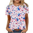 thumbnail image 2 of Hauts d'Été Grande Taille pour Femmes Décontractés T-Shirts d'Été Décontractés pour Femmes à Col Rond à Manches Courtes T-Shirts à Imprimé Drapeau Coupe Ajustée Hauts Basiques Tees Blouses T-Shirt à Col en V pour Femmes en Liquidation, 2 of 6