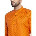 thumbnail image 4 of Cotton Kurta Pajama Indian Traditional Printed Men (Orange, XXL), 4 of 6