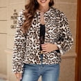 thumbnail image 2 of WRKEKC Cropped Sherpa Fleece Jacket V-Neck Plush Winter Wear Night Out Essential Plus Size Brown 3XL, 2 of 8