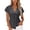 #274-Dark Gray, variant on Craaazy Womens Business Trendy Casual Tops, Solid Color V Neck Short Sleeve Denim Shirt, Asymmetric Wrap Jean Blouse for Office, Daily Wear, Weekend