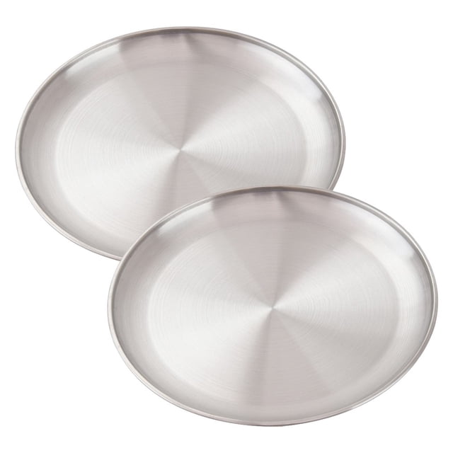 2 Pcs Assiettes en Acier Inoxydable pour Camping pour Cuisine Extérieure et Pique-Niques 17x1,4 cm