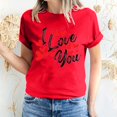 thumbnail image 1 of Pisexur T-shirt de la Saint-Valentin pour Femmes, Imprimé Amour, Manches Courtes, Col Rond, 1 of 5