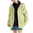 thumbnail image 2 of Women's Fashion Solid Color Long Sleeve Waterproof Rain Jacket with Zipper Pockets, Windbreaker Coat for Outdoor Use, Hooded Design for All-Weather Protection, 2 of 7