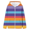 thumbnail image 3 of MEZZALL Girls Spring Color Block Print Patch Pocket Zipper Sweatshirt Hooded Cardigan Jacket Leisure Toddler Dailywear, Purple, 2-3 Years, 3 of 3