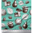 thumbnail image 1 of Soimoi Rayon Fabric Mushroom, Pear Fruits Print Sewing Fabric Yard 42 Inch Wide, 1 of 3