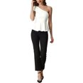thumbnail image 2 of INSPIRE CHIC Women's One Shoulder Bow Ruffled Elegant Peplum Top S White, 2 of 6