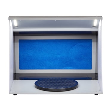 KFFKFF Airbrush Painting Booth,Mobile Artwork Airbrush Paint Spraying Booth Set with 4 LED Illumination,Robust Twin Exhaust Fans,Rotating Platform and 6 ft Extension Tube,for Model Painting,Artistic