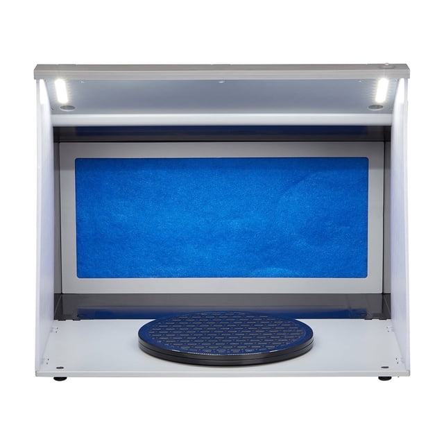 KFFKFF Airbrush Painting Booth,Mobile Artwork Airbrush Paint Spraying Booth Set with 4 LED Illumination,Robust Twin Exhaust Fans,Rotating Platform and 6 ft Extension Tube,for Model Painting,Artistic