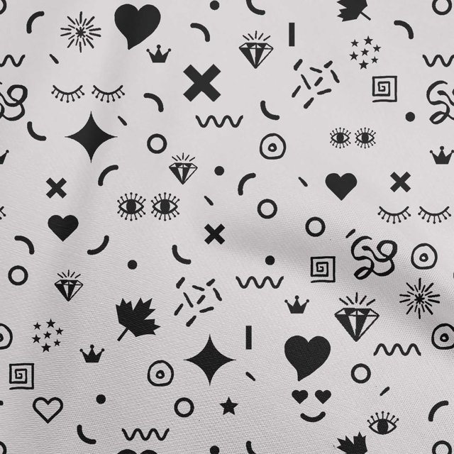 oneOone Cotton Poplin Twill Light Gray Fabric Doodle Craft Projects Decor Fabric Printed By The Yard 56 Inch Wide