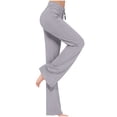 thumbnail image 1 of CFLVAEK Modal Crossover Yoga Pant Women Plus Size Tummy Control with Drawstring Sporty Solid Wide Leg Jogger Pant Stretch Mid Rise Jogging Trousers Casual Full Length Lounge Flare Leggings Gray XL, 1 of 6
