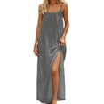 thumbnail image 1 of Daiosportswear Robe Longue de Détente pour Femmes à Bretelles Spaghetti, Dos Nu, Coupe Ample, Robe-Robe à Manches Courtes pour Femmes Gris m(m), 1 of 7