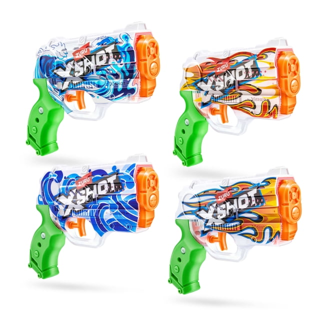 Pistolet à eau Nano à remplissage rapide et décorations XSHOT (ensemble de 4) par ZURU