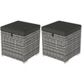 thumbnail image 1 of Outsunny Ottomane d'Extérieur en Osier 2 Pcs avec Rangement, Coussins, Gris Foncé, 1 of 10