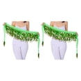 thumbnail image 3 of Transemion Wide Application Belly Dance Sequined Waist Versatile And Stylish Waist dark green 2Set, 3 of 6