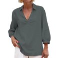 thumbnail image 2 of Jacenvly Hauts à Manches Longues pour Femmes Liquidation Chemise à Manches Longues Col Porte Tube Régulier Couleur Unie Haut pour Femmes Chemise Hauts pour Femmes en Liquidation, 2 of 5
