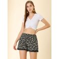thumbnail image 3 of INSPIRE CHIC Women's Floral Printed Lace Trim Elastic Waist Shorts, 3 of 7