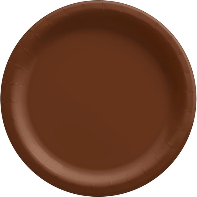 LoonWear Chocolate Brown Round Paper Plates - 8.5" (Pack Of 20) - Perfect For Parties, Celebrations & Picnics