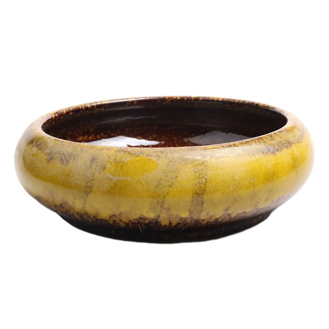 Guardoinrt Vintage Ceramic Glazed Bonsai Pot Creative And Durable For Plant Lovers Easy To Maintain Ceramics yellow