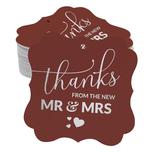 Inkdotpot Pack Of 50 Real Silver Foil Bracket Shape Paper Tags Thanks From The New Wedding Favor Hang Tags