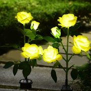 Dvkptbk solar lights Solar Garden Lights - 4 Head Floral Sway Light Solar Light-Solar Sway Lights- Sway with The Wind- Solar Outdoor Lights- Solar Garden Decorative Lights- Patio Ya