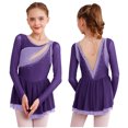 thumbnail image 1 of Miaeowve Robe de Patinage Artistique pour Filles, Robe Justaucorps de Ballet de Patinage à Roulettes, Costume de Performance de Danse, Violet 12, 1 of 7
