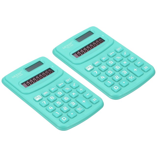 Unique Bargains 8 Digit Pocket Size Mini Calculator Dual Power Handheld Calculator Navy Blue 2 Pack