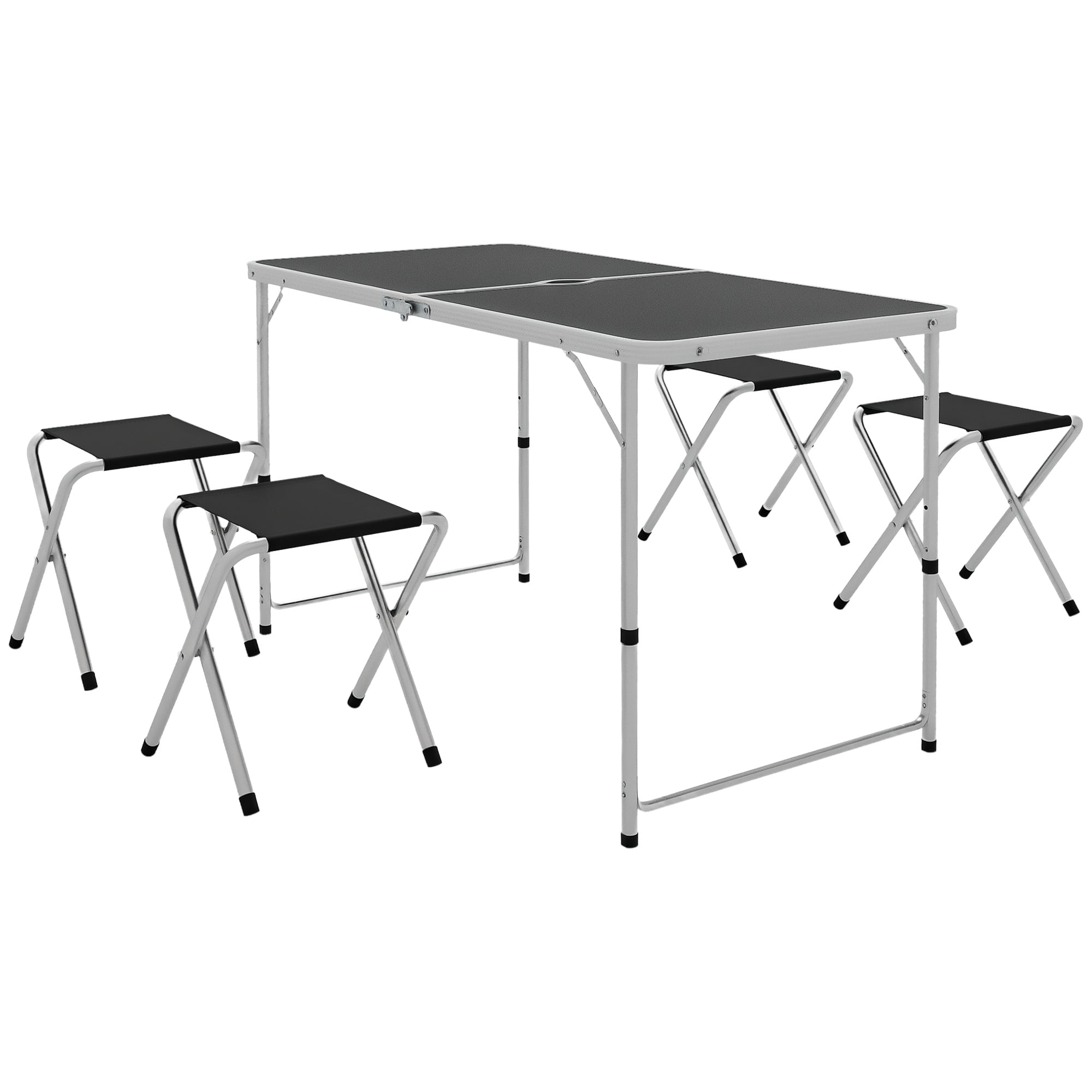 Outsunny Folding Picnic Table Camping Table and Chairs Use for Picnic Black