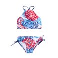 thumbnail image 1 of Faithtur 2Pcs Children Summer Swimwear, Floral Tops + Drawstring Briefs Suit, 1 of 10