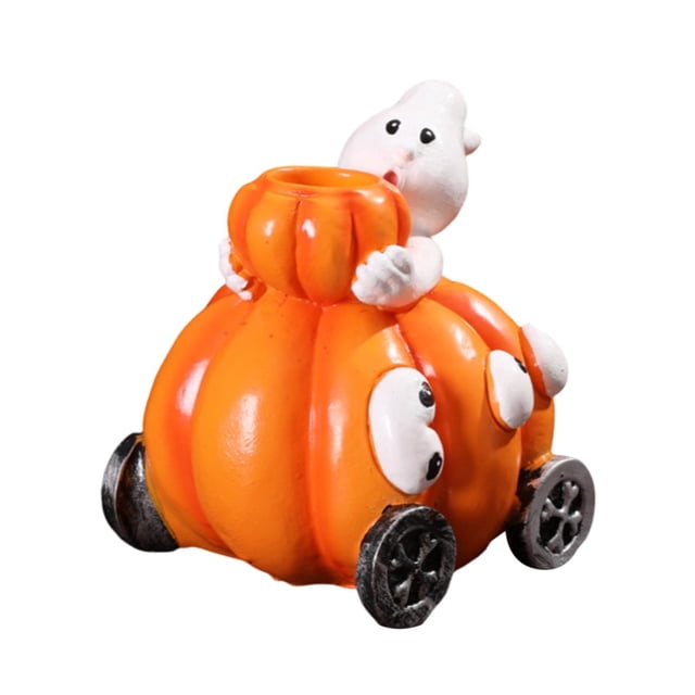 GUOOL Halloween Pumpkin Statue Multipurpose Ornament for Desks Mantels Bookshelves Candlestick shape